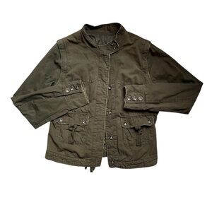 Y2K Arizona Jean Company green military style removeable sleeves Jacket